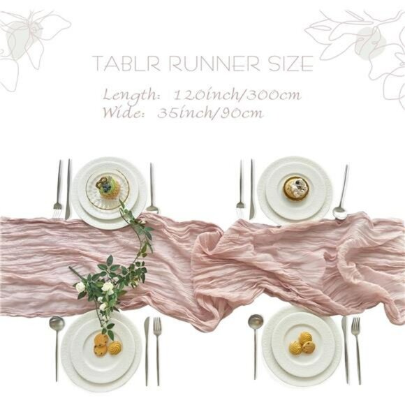 Dusty Pink Cheesecloth Table Runner 10ft Boho Wedding Baby Shower Party Decor - Picture 4 of 7